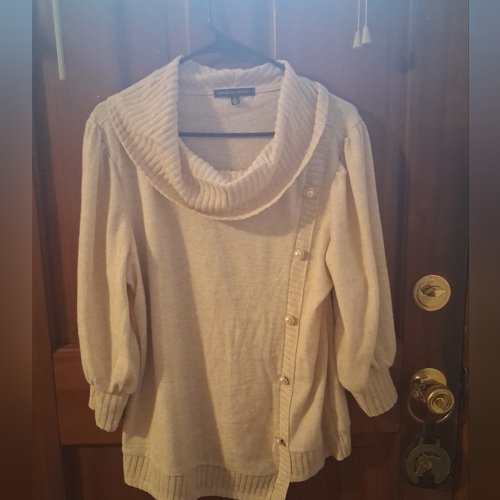 Women's Cream Sweater with Button Detail
